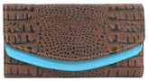 HAARLEM Women KUZE 26097 Leather Wallet Brown & Blue